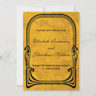 Invitation Mariage vintage Art Nouveau Stylisé Peacock Birds