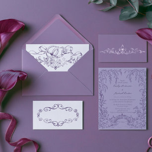 Invitation Mariage Vintage Baroque Victorien prune
