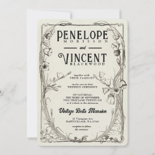 Invitation Mariage vintage Bell Flowers