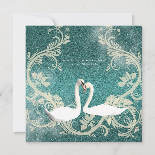 Invitation mariage vintage blanc Turquoise (Devant)