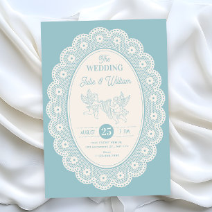 Invitation Mariage vintage bleu