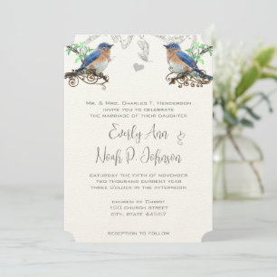 Invitation Mariage vintage Bluebirds #2
