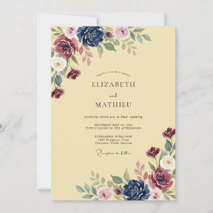 Invitation Mariage Vintage Burgundy Poli