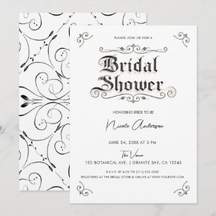 Invitation Mariage Vintage Calligraphie Noir & Blanc