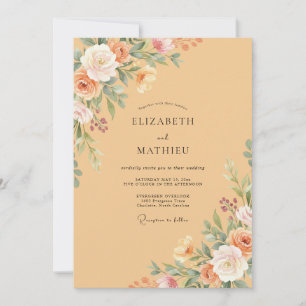 Invitation Mariage Vintage Chaud Abricot