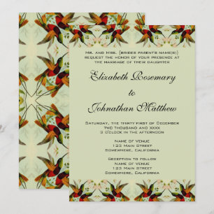 Invitation Mariage Vintage, Colibris et Fleurs