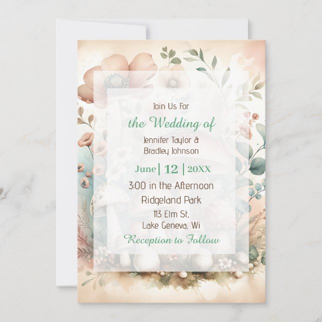 Invitation Mariage vintage Cottage Aquarelle (Devant)