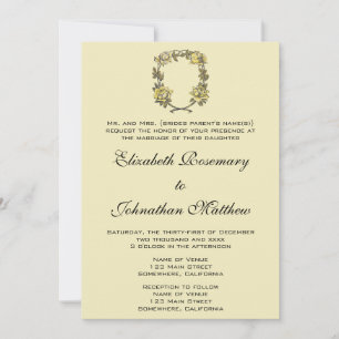 Invitation Mariage Vintage, Couronne de Roses de Jardin Antiq