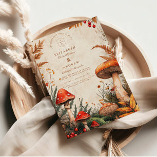 Invitation Mariage vintage de champignons forestiers