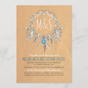 Invitation mariage vintage de drague de bois
