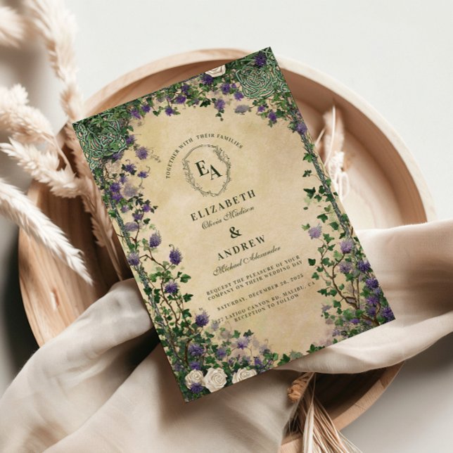 Invitation Mariage vintage de fleurs violettes (Créateur téléchargé)