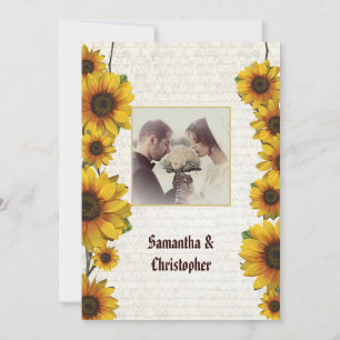Invitation mariage vintage de tournesol