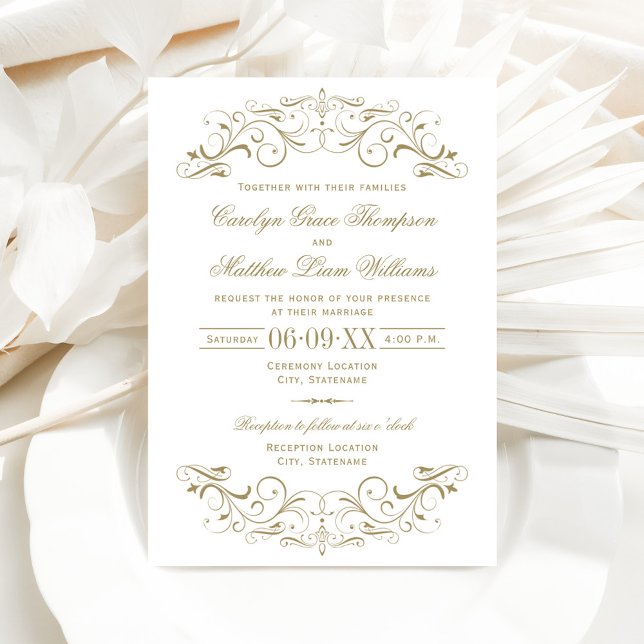 Invitation Mariage vintage d'or (Créateur téléchargé)