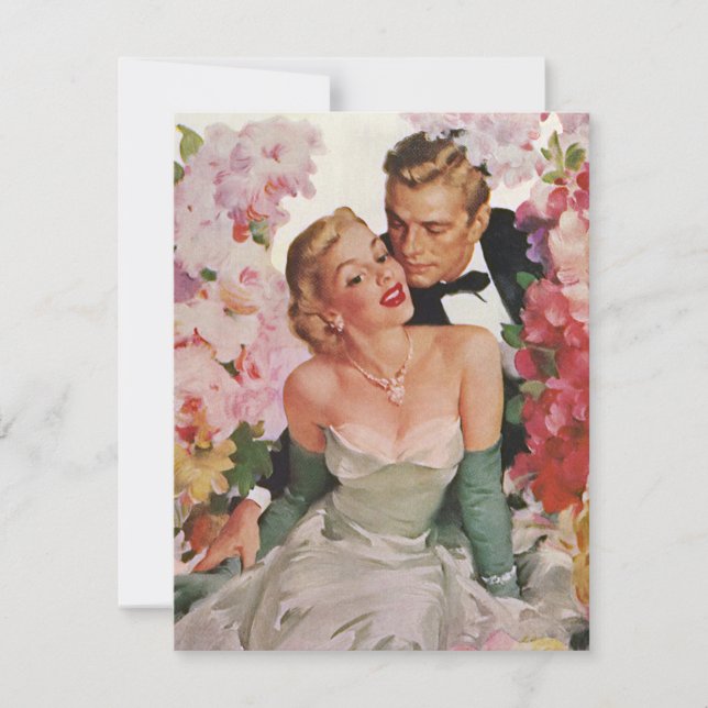 Invitation Mariage vintage, Fête des mariées Retro Newlyweds (Devant)