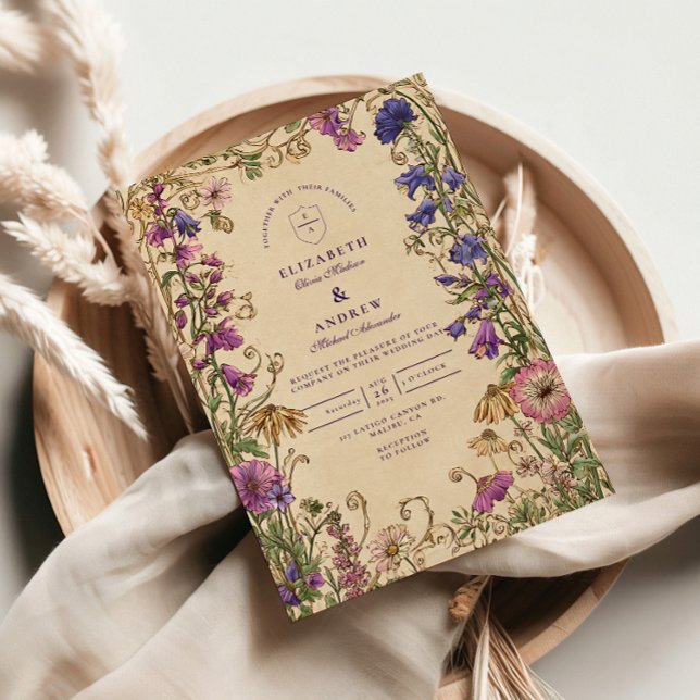 Invitation Mariage vintage Fleur sauvage Garden (Créateur téléchargé)