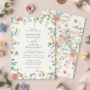 Invitation Mariage Vintage Fleur Sauvage Pâtes Douces