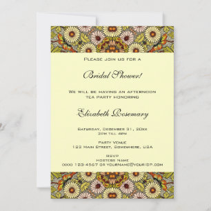 Invitation Mariage Vintage, Fleurs de Jardin Papillons