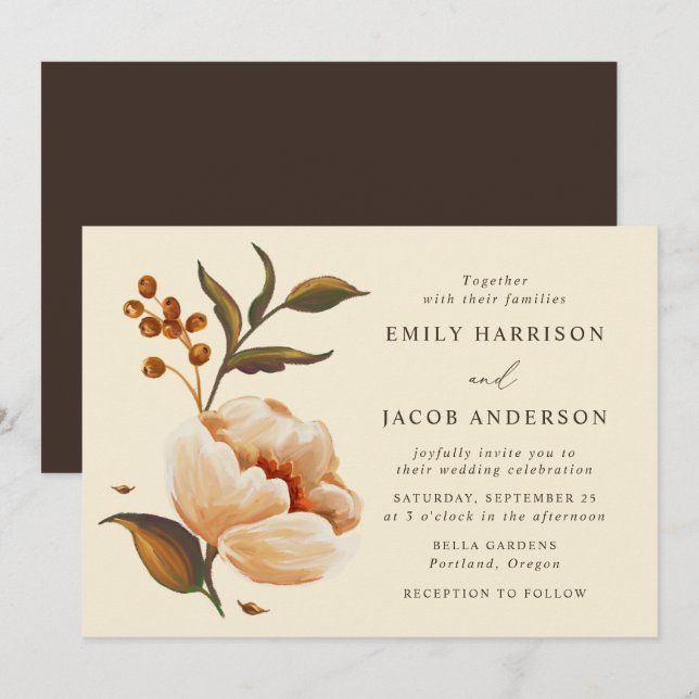 Invitation Mariage vintage Floral Bouquet (Devant / Derrière)