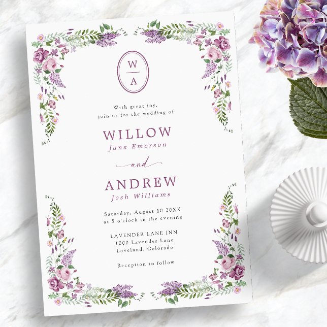 Invitation Mariage vintage Floral Monogram (Vintage Floral Monogram Wedding Invitation
)