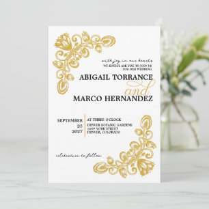 Invitation Mariage vintage Gold