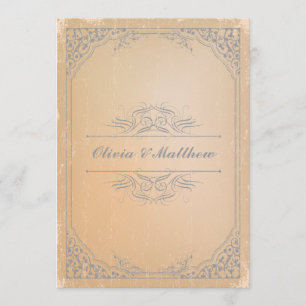 Invitation Mariage vintage gris affligé de rouleau de