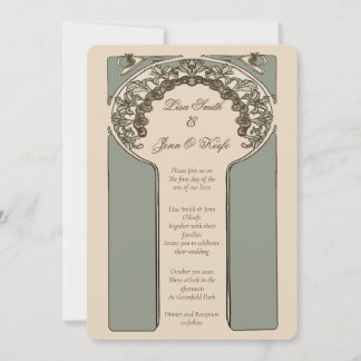 Invitation Mariage vintage inspiré Mucha Ornemental