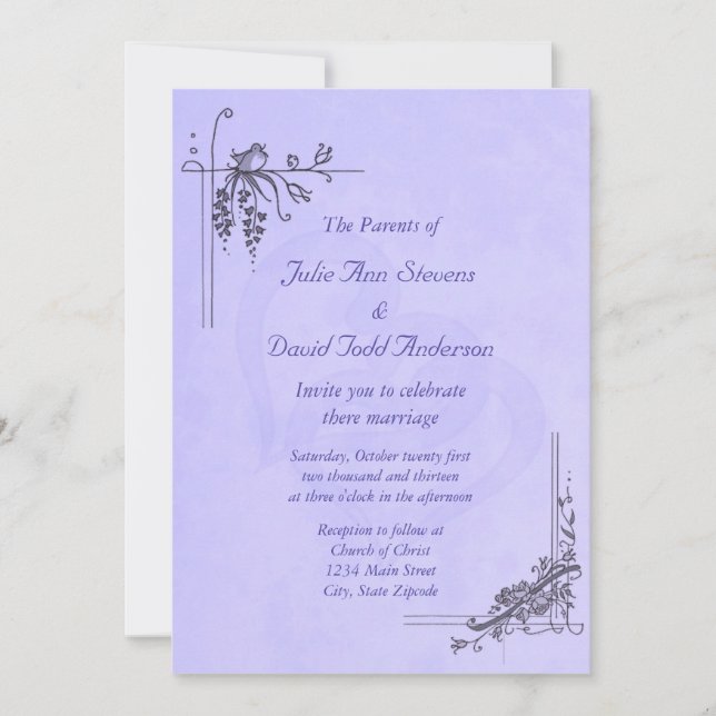 Invitation Mariage vintage Lavender (Devant)