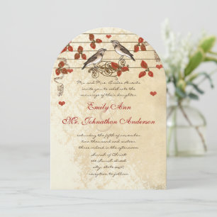 Invitation Mariage Vintage Loisir à feuilles rouges