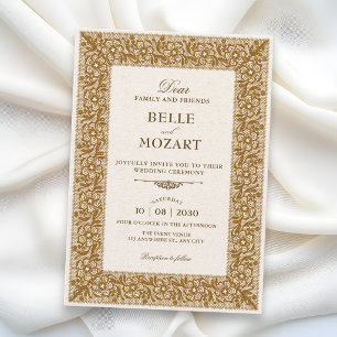 Invitation Mariage vintage marron 