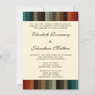 Invitation Mariage vintage, Motif des rayures d'automne chaud