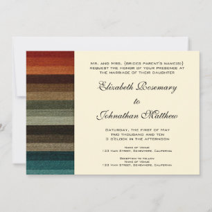 Invitation Mariage vintage, Motif des rayures d'automne chaud