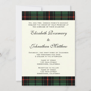Invitation Mariage Vintage, Motif Moderne Tartan Davidson