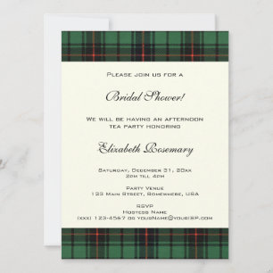Invitation Mariage Vintage, Motif Tartan Davidson