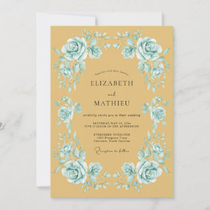 Invitation Mariage Vintage Orné Moutarde