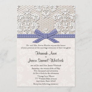 Invitation Mariage vintage pourpre de charme de dentelle et