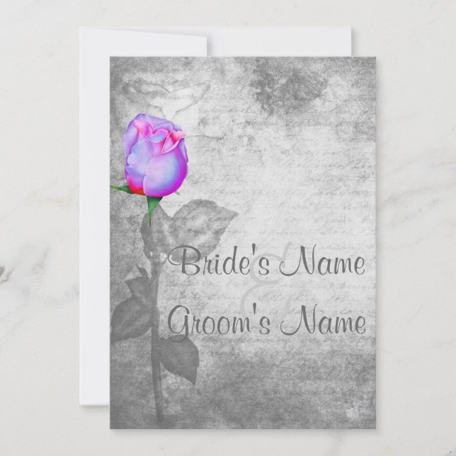 Invitation Mariage vintage pourpre Rosebud (Devant)