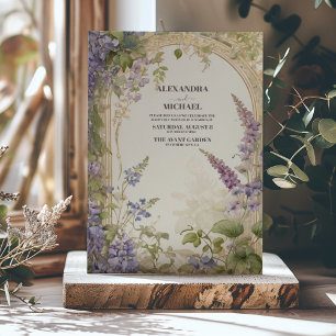Invitation Mariage vintage pourpre William Morris