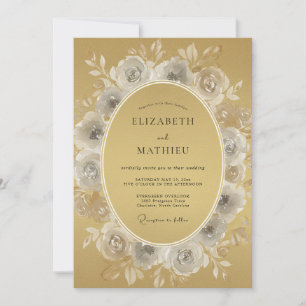Invitation Mariage Vintage Prestigieux Or Antique