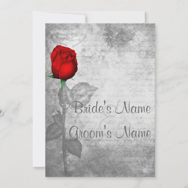 Invitation Mariage vintage Red Rose (Devant)