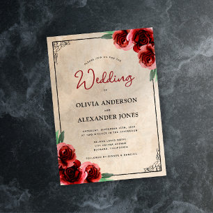 Invitation Mariage vintage Red Rose Gold