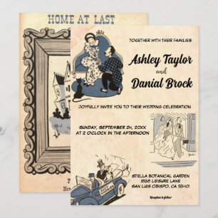 Invitation Mariage Vintage Rétro Ancien Romantique Bande Dess
