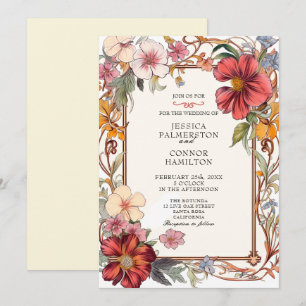 Invitation Mariage vintage rétro floral