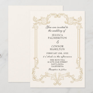 Invitation Mariage vintage rose roux rétro