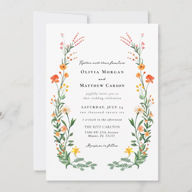Invitation Mariage vintage Secret Garden (Devant)