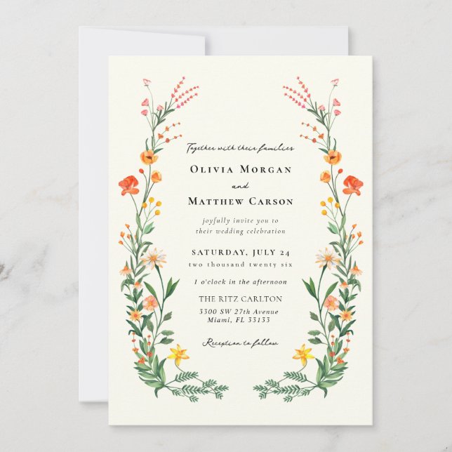 Invitation Mariage vintage Secret Garden (Devant)
