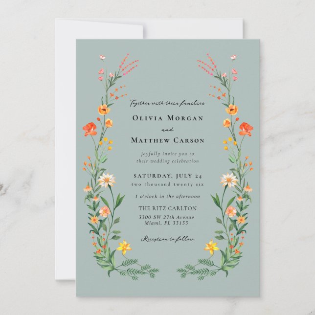 Invitation Mariage vintage Secret Garden (Devant)