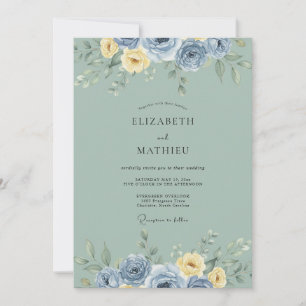 Invitation Mariage Vintage Serein Vert Sauge