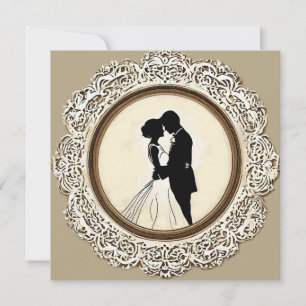 Invitation Mariage Vintage Silhouette Mariée & Marié