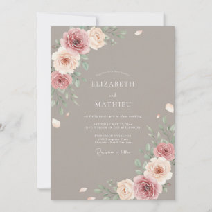 Invitation Mariage Vintage Sophistiqué Taupe