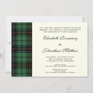 Invitation Mariage vintage, Tartan Davidson Motif moderne